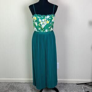 New! Nordstrom's Adelyn Rae embroidered pleated wide leg maxi jumpsuit XS/S